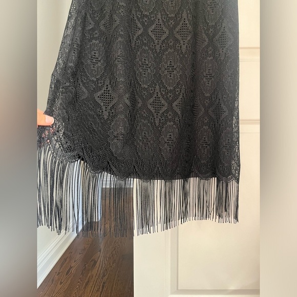 Jessica Howard VTG Dress Size 10 Black Lace Metallic Scalloped Fringe Hem NWT - Picture 2 of 9